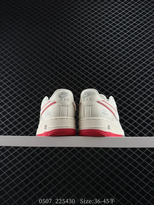 Nike Air Force 1 Low Off-White Red Gray Lifestyle Sneakers 4