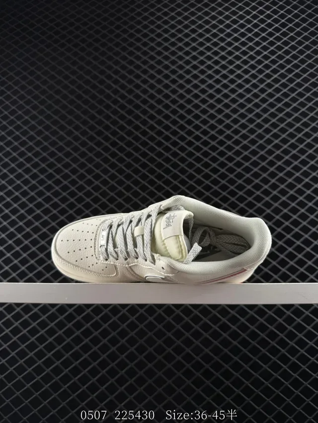 Nike Air Force 1 Low Off-White Red Gray Lifestyle Sneakers 5
