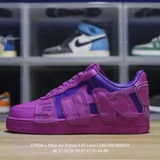 Nike Air Force 1 Low Purple Embossed Lettering Lifestyle Sneakers