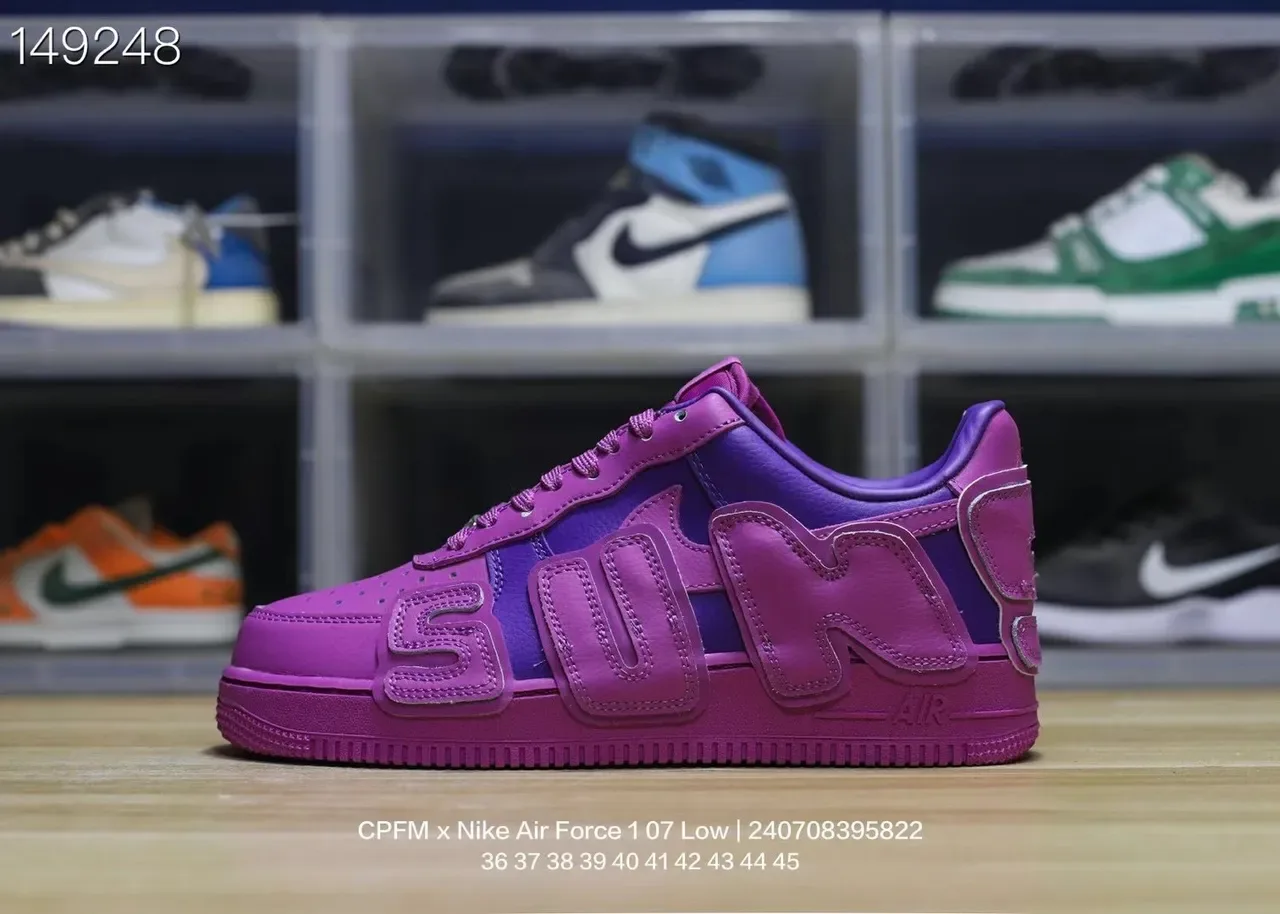 Nike Air Force 1 Low Purple Embossed Lettering Lifestyle Sneakers 3