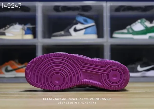 Nike Air Force 1 Low Purple Embossed Lettering Lifestyle Sneakers 6