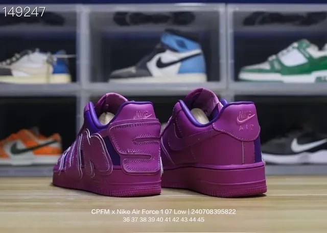 Nike Air Force 1 Low Purple Embossed Lettering Lifestyle Sneakers 7