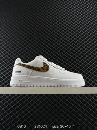 Nike Air Force 1 Low White Leopard-Print Swoosh Lifestyle Sneakers 2