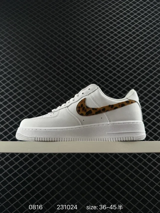 Nike Air Force 1 Low White Leopard-Print Swoosh Lifestyle Sneakers 5