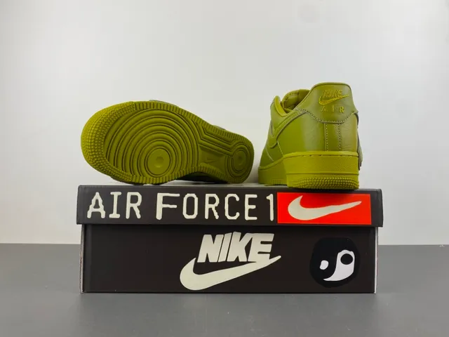 Nike Air Force 1 Olive Green Full Leather Lifestyle Sneakers 16