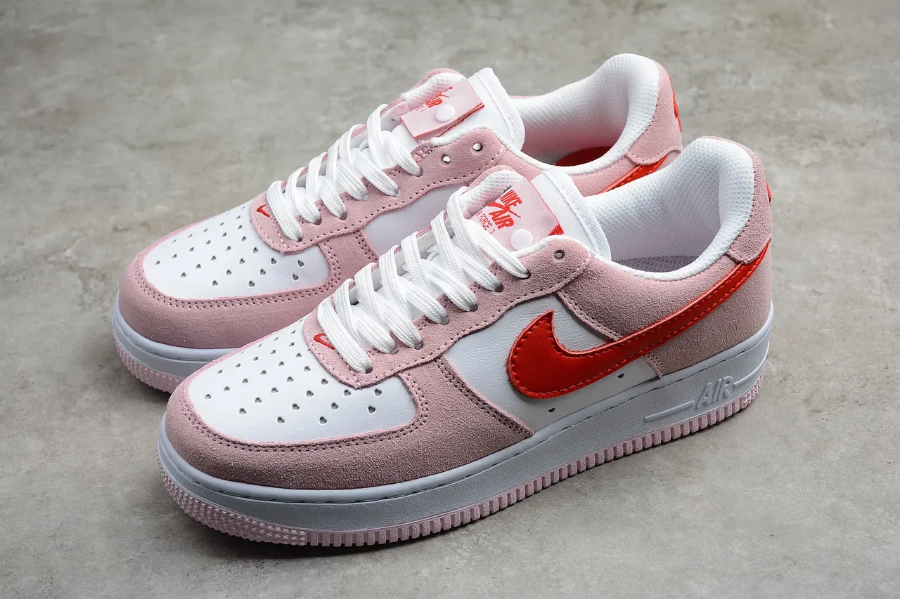 Nike Air Force 1 Pink and Red Suede Lifestyle Sneakers 8