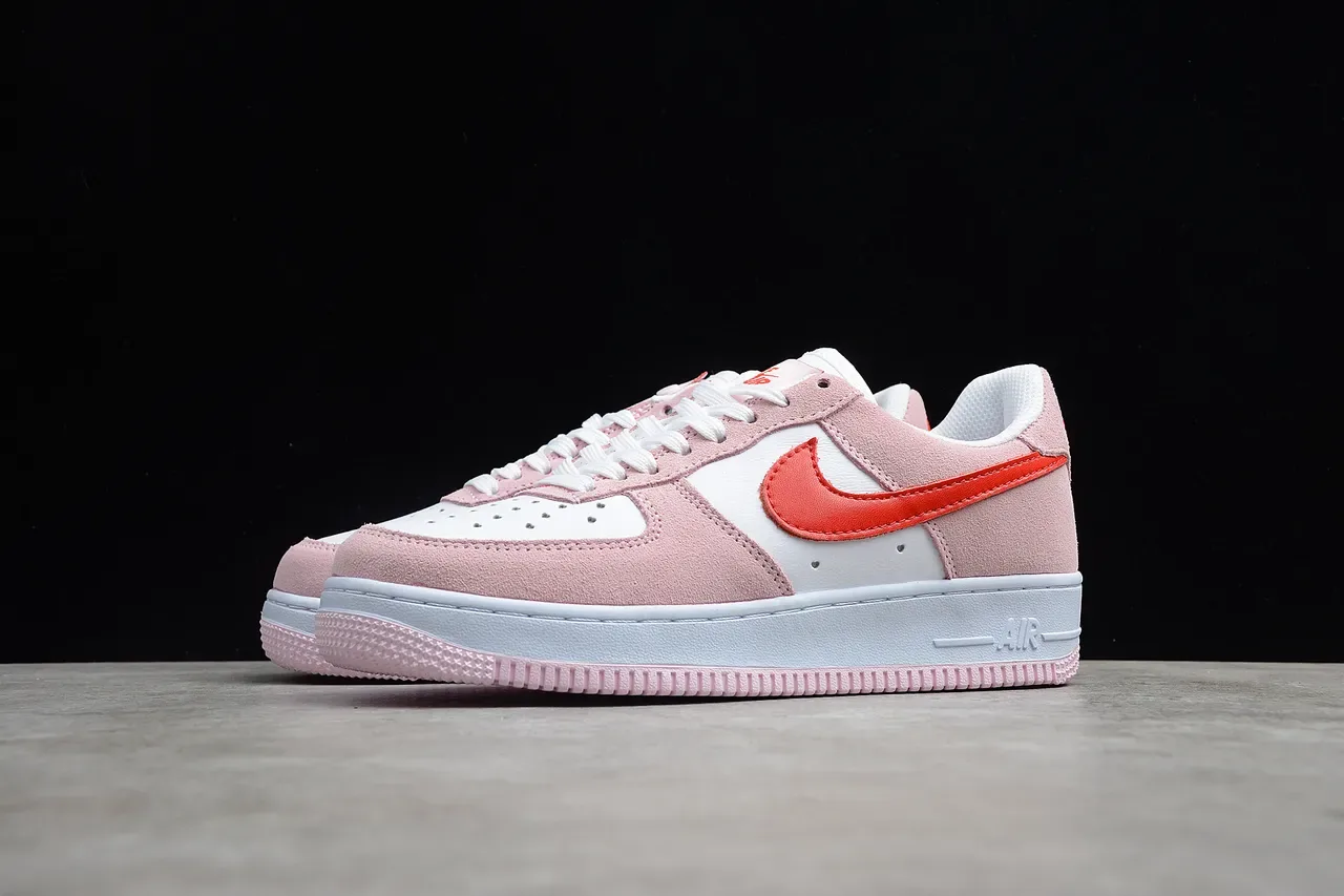 Nike Air Force 1 Pink and Red Suede Lifestyle Sneakers 13
