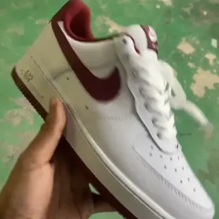 Nike Air Force 1 White and Maroon Lifestyle Sneakers