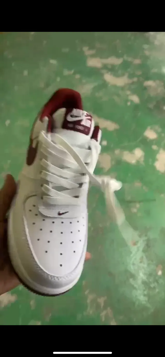 Nike Air Force 1 White and Maroon Lifestyle Sneakers 3