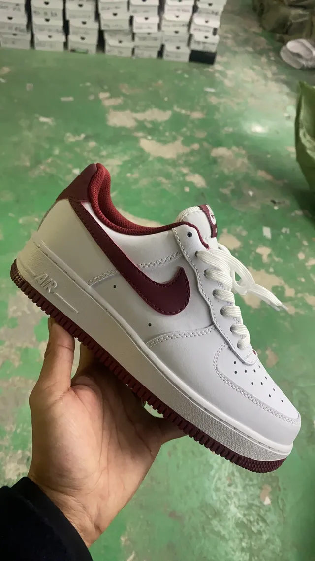 Nike Air Force 1 White and Maroon Lifestyle Sneakers 6