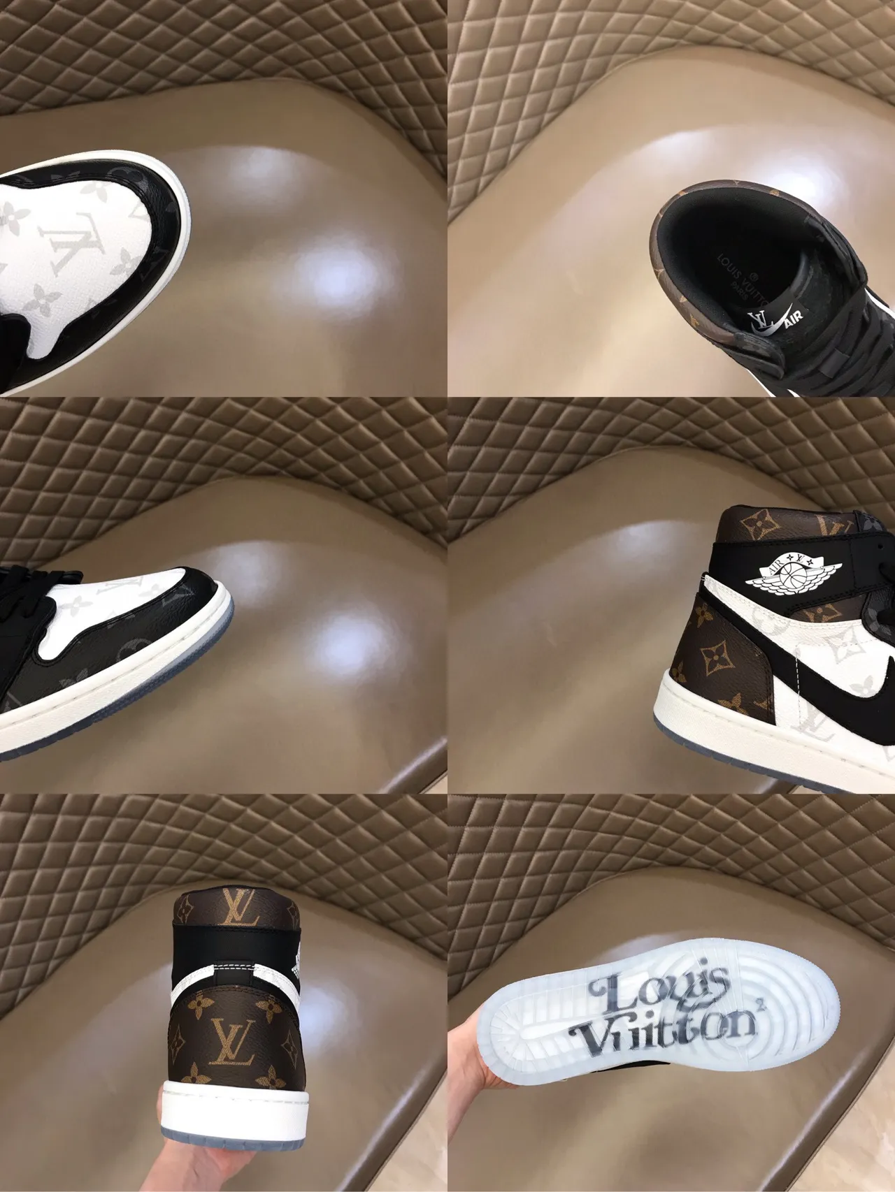 Nike Air Jordan 1 High Monogram Print Black White Basketball Shoes 2