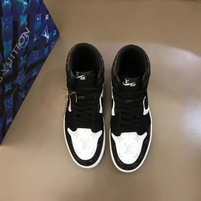 Nike Air Jordan 1 High Monogram Print Black White Basketball Shoes 9