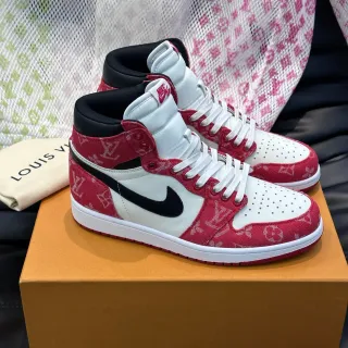 Nike Air Jordan 1 High Monogram Red White Black Basketball Shoes