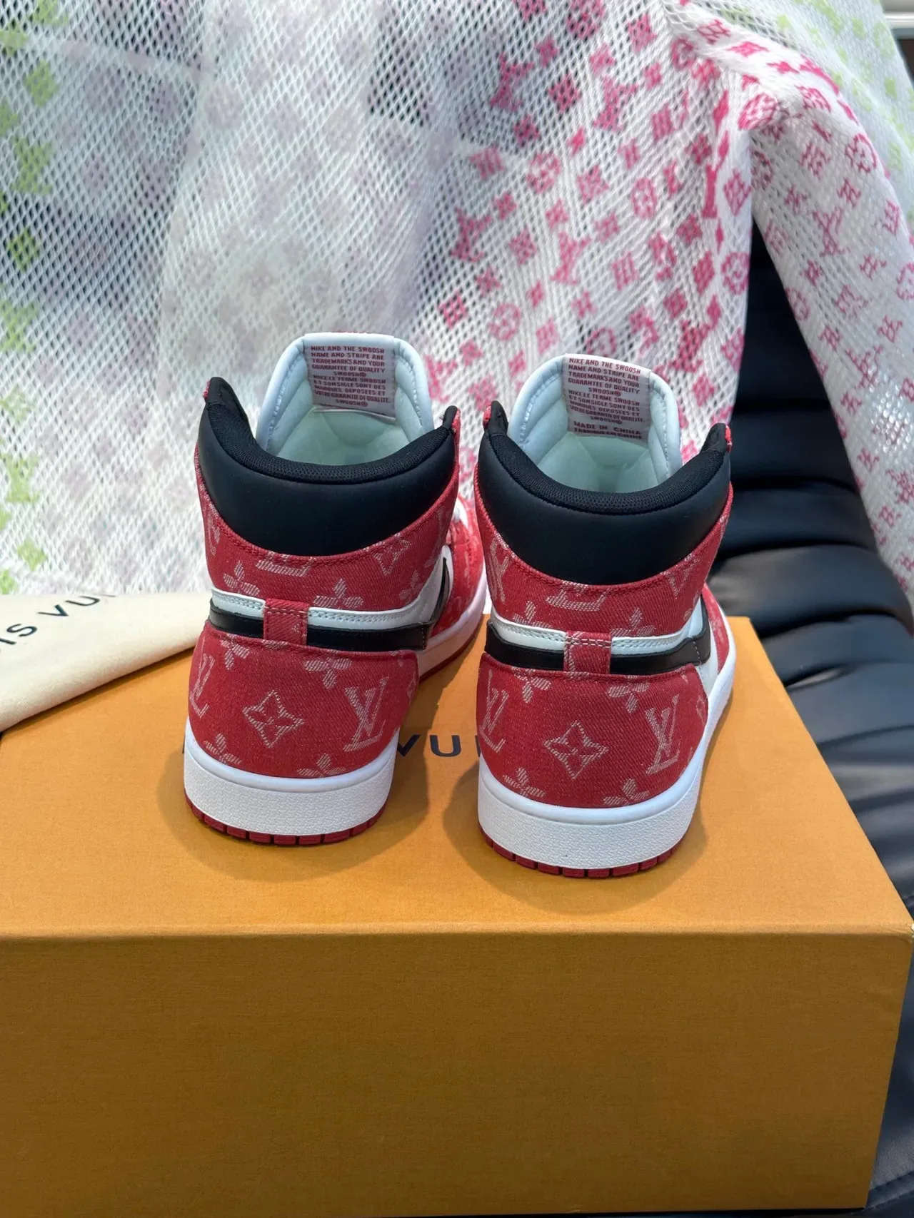 Nike Air Jordan 1 High Monogram Red White Black Basketball Shoes 5