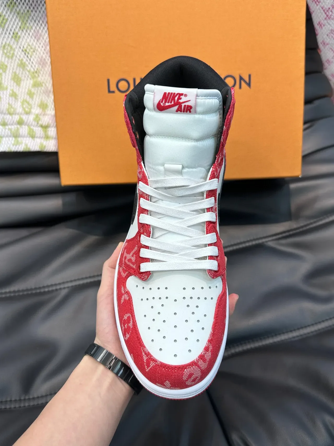 Nike Air Jordan 1 High Monogram Red White Black Basketball Shoes 6