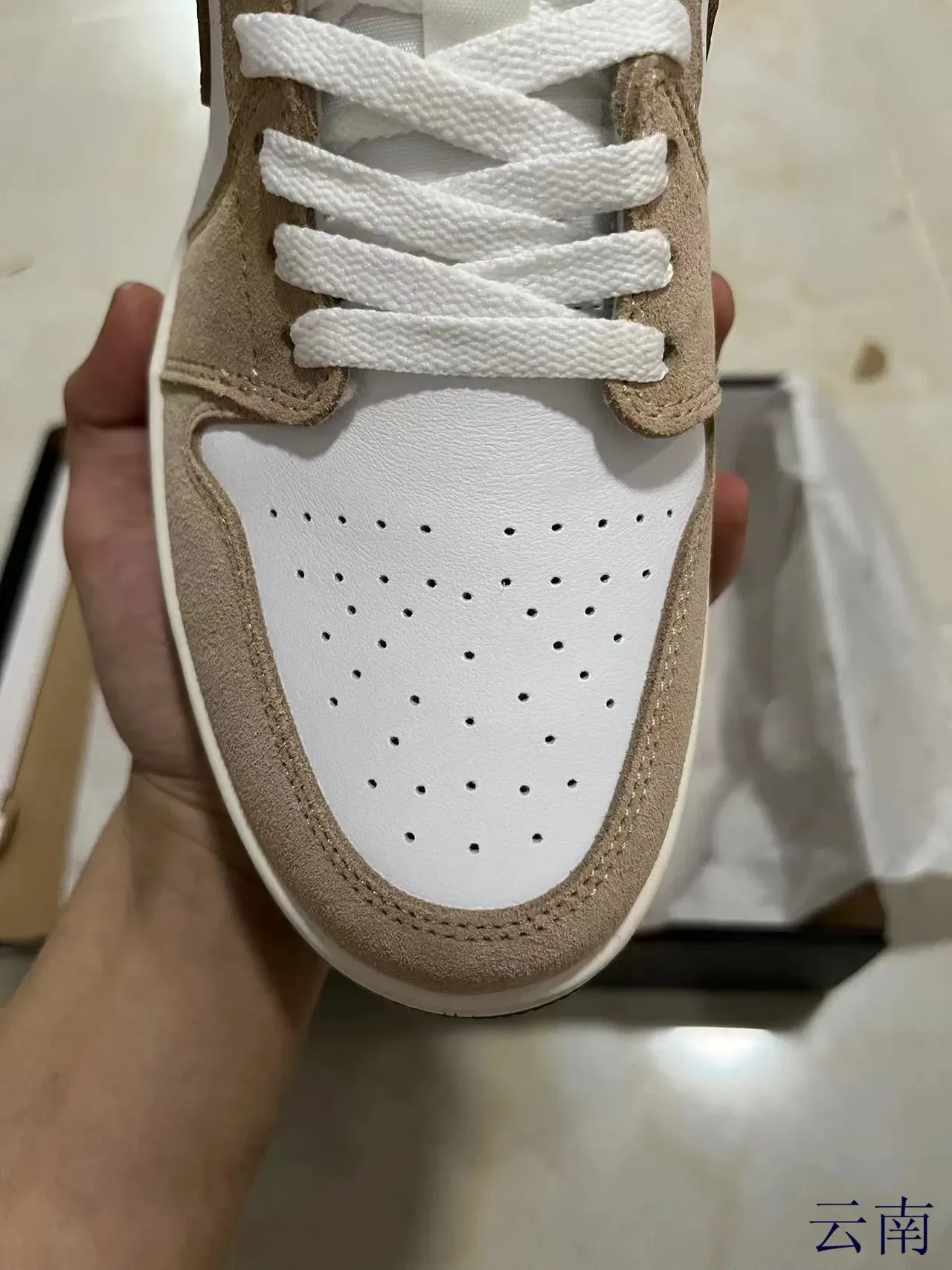 Nike Air Jordan 1 Low Beige and White Lifestyle Sneakers 3