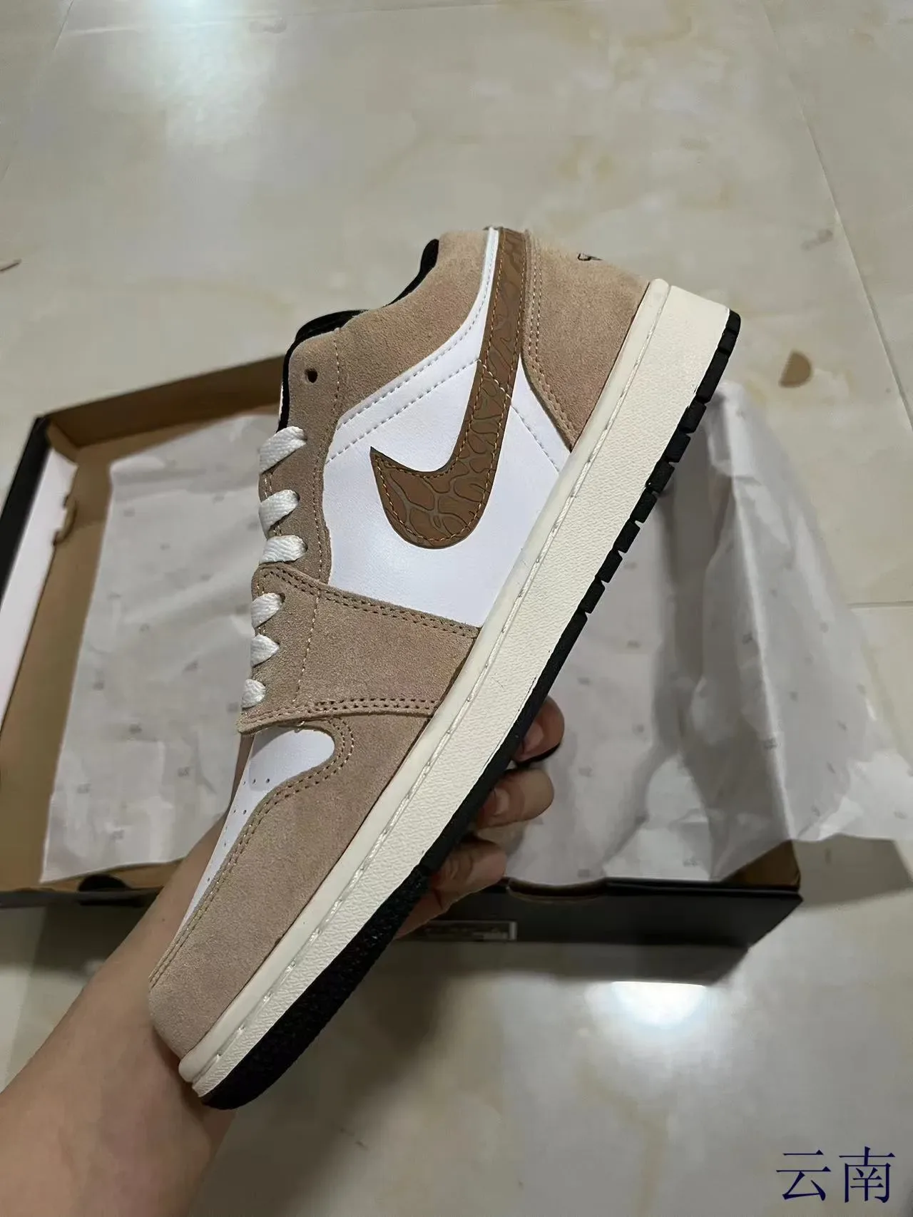 Nike Air Jordan 1 Low Beige and White Lifestyle Sneakers 4