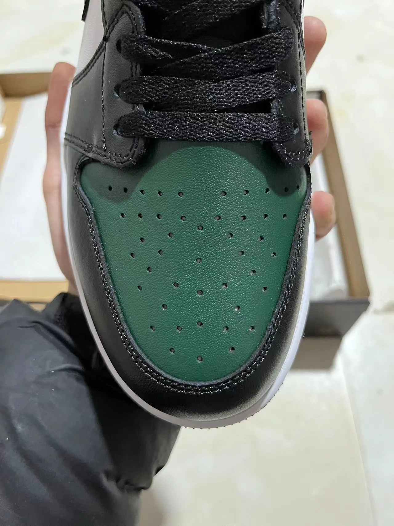 Nike Air Jordan 1 Low Black Forest Green White Lifestyle Sneakers 3