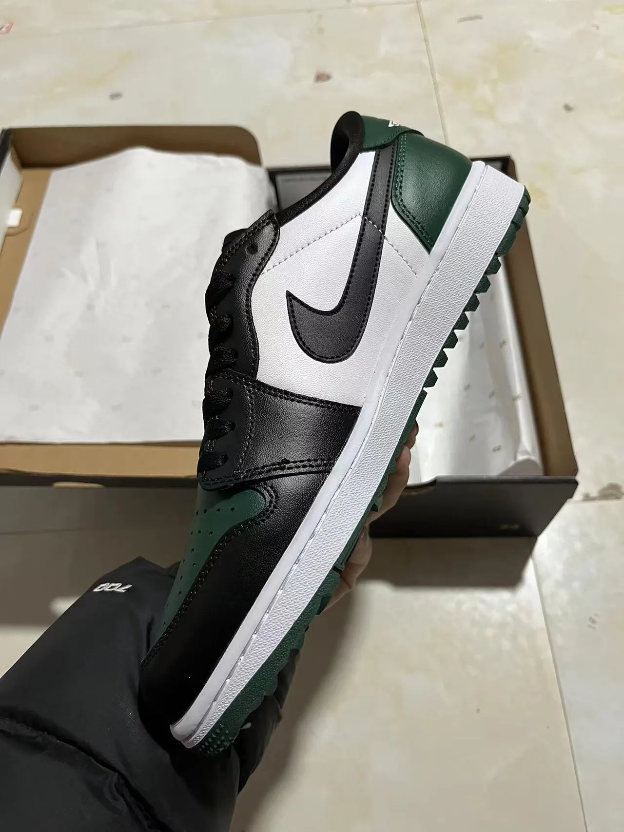 Nike Air Jordan 1 Low Black Forest Green White Lifestyle Sneakers 4