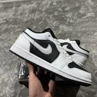 Nike Air Jordan 1 Low Black White Gold Lifestyle Sneakers