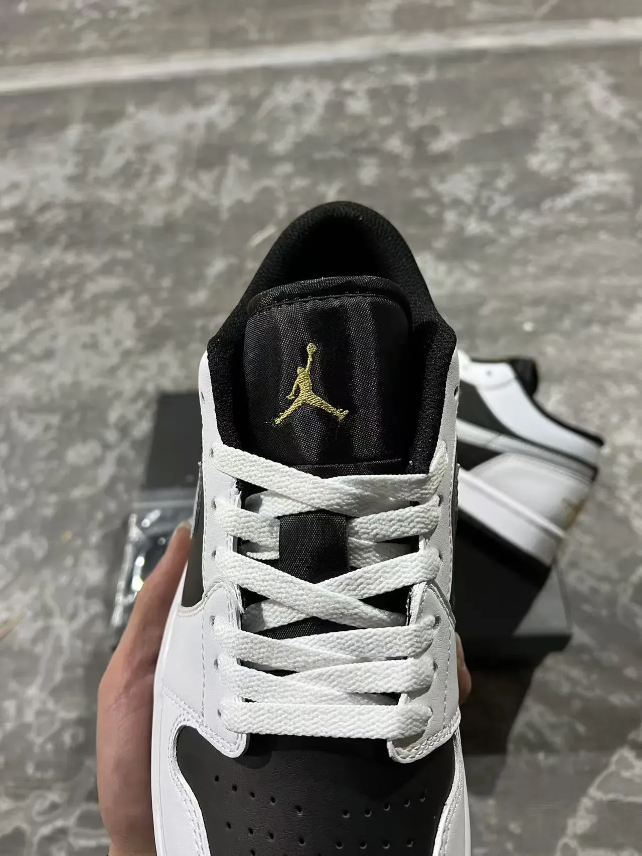 Nike Air Jordan 1 Low Black White Gold Lifestyle Sneakers 4