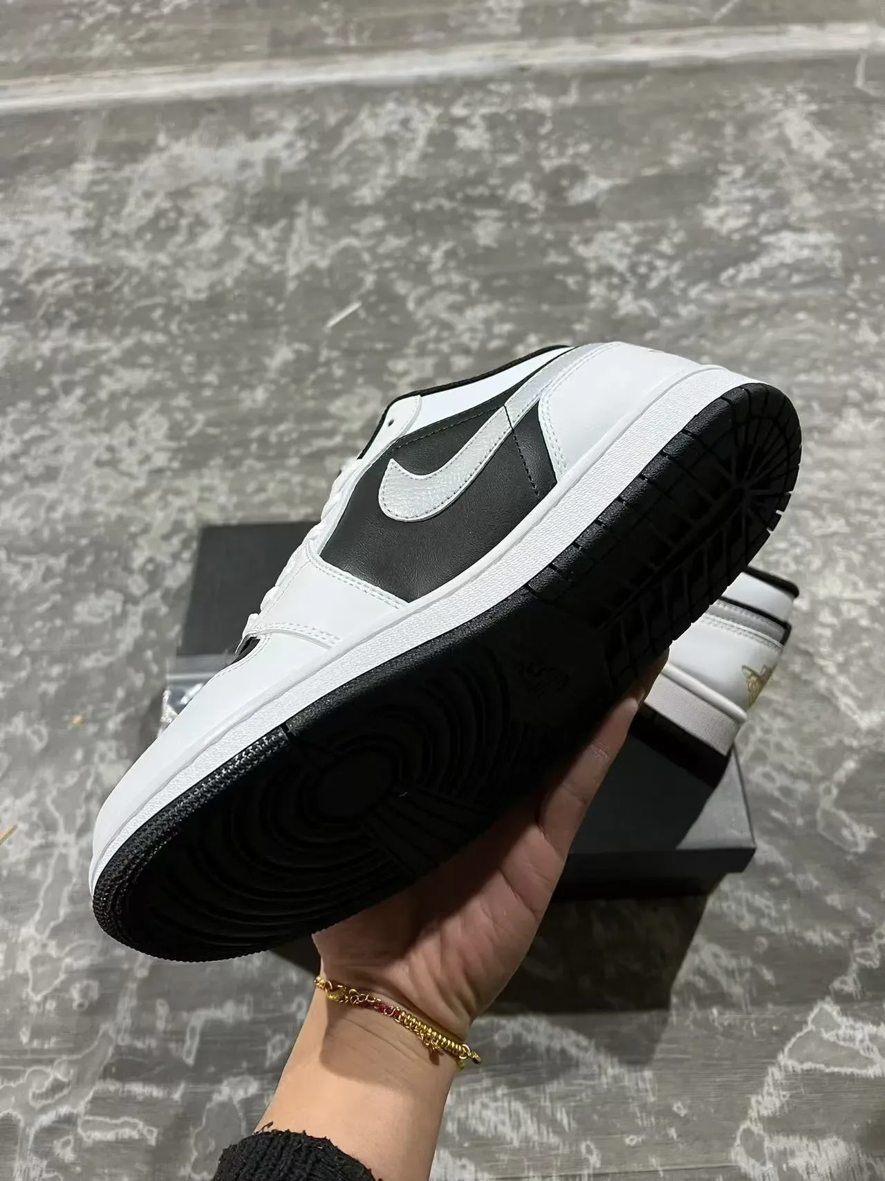 Nike Air Jordan 1 Low Black White Gold Lifestyle Sneakers 6