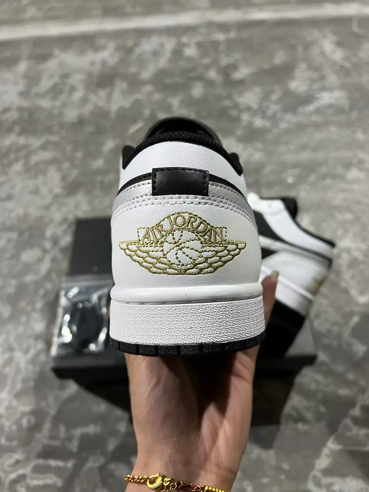 Nike Air Jordan 1 Low Black White Gold Lifestyle Sneakers 8