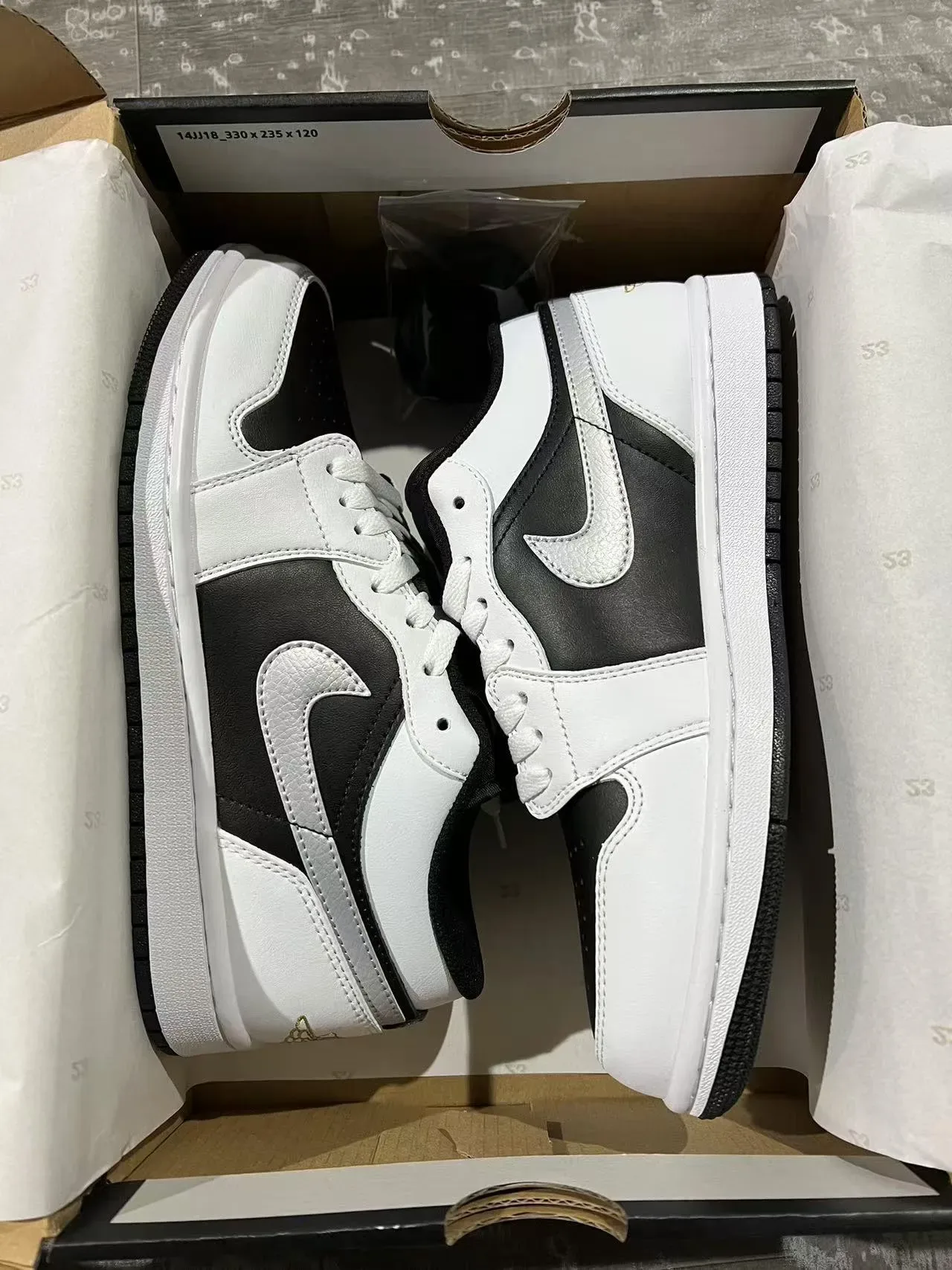 Nike Air Jordan 1 Low Black White Gold Lifestyle Sneakers 9