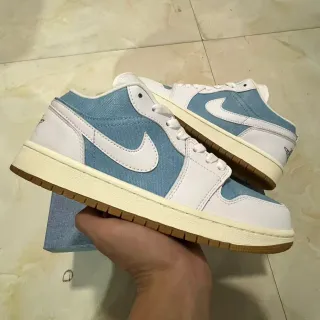 Nike Air Jordan 1 Low Denim Panel White Gum Lifestyle Sneakers
