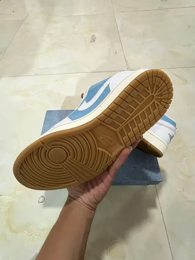 Nike Air Jordan 1 Low Denim Panel White Gum Lifestyle Sneakers 6