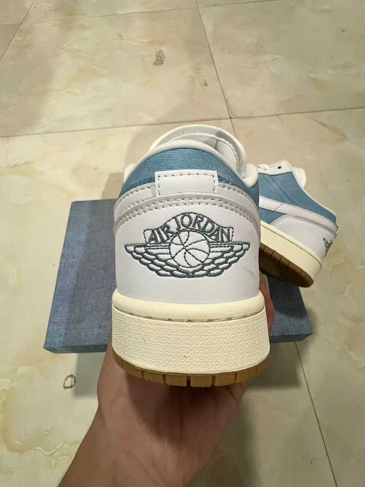Nike Air Jordan 1 Low Denim Panel White Gum Lifestyle Sneakers 8