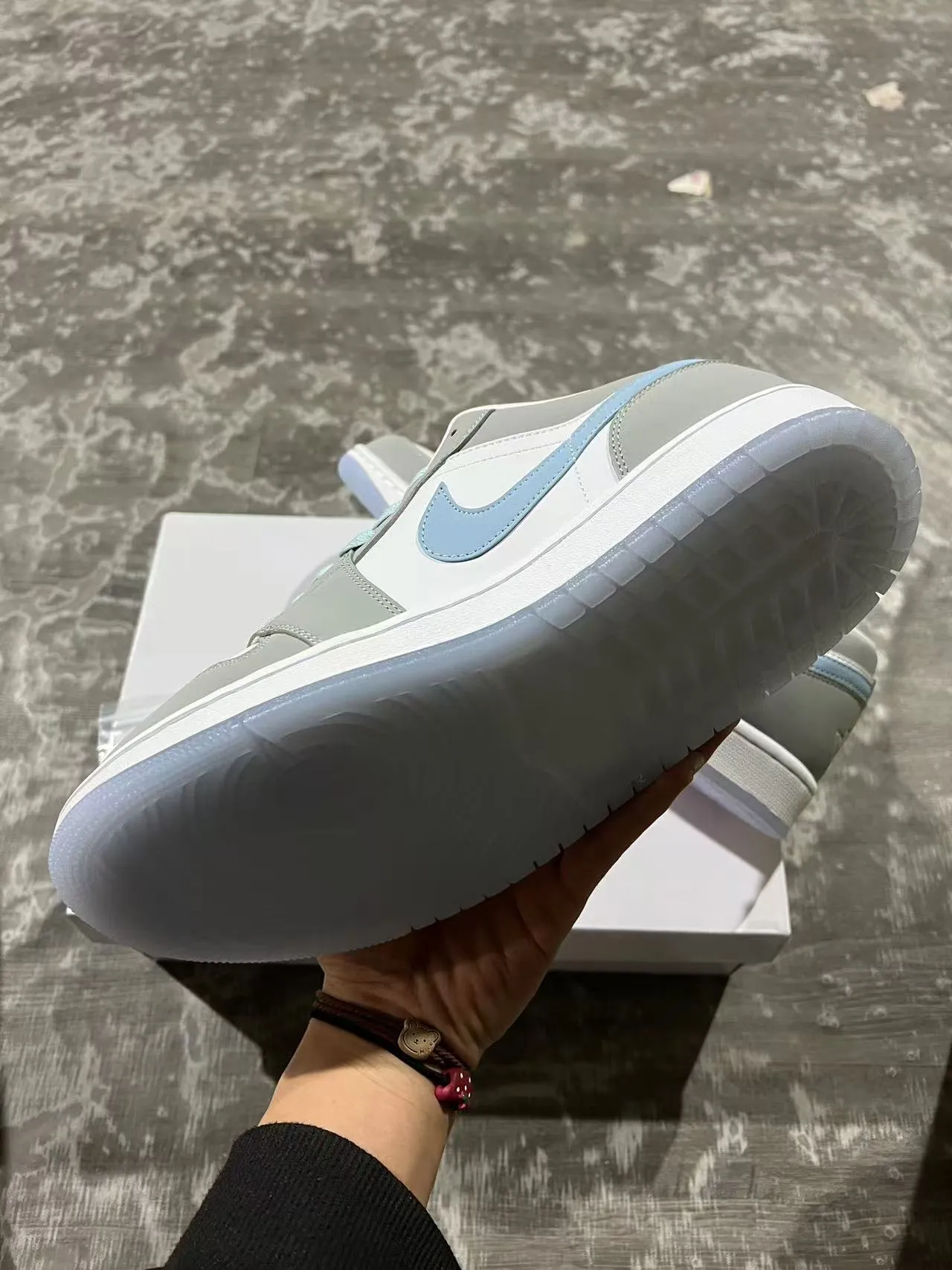 Nike Air Jordan 1 Low Gray and Pale Blue Lifestyle Sneakers 6