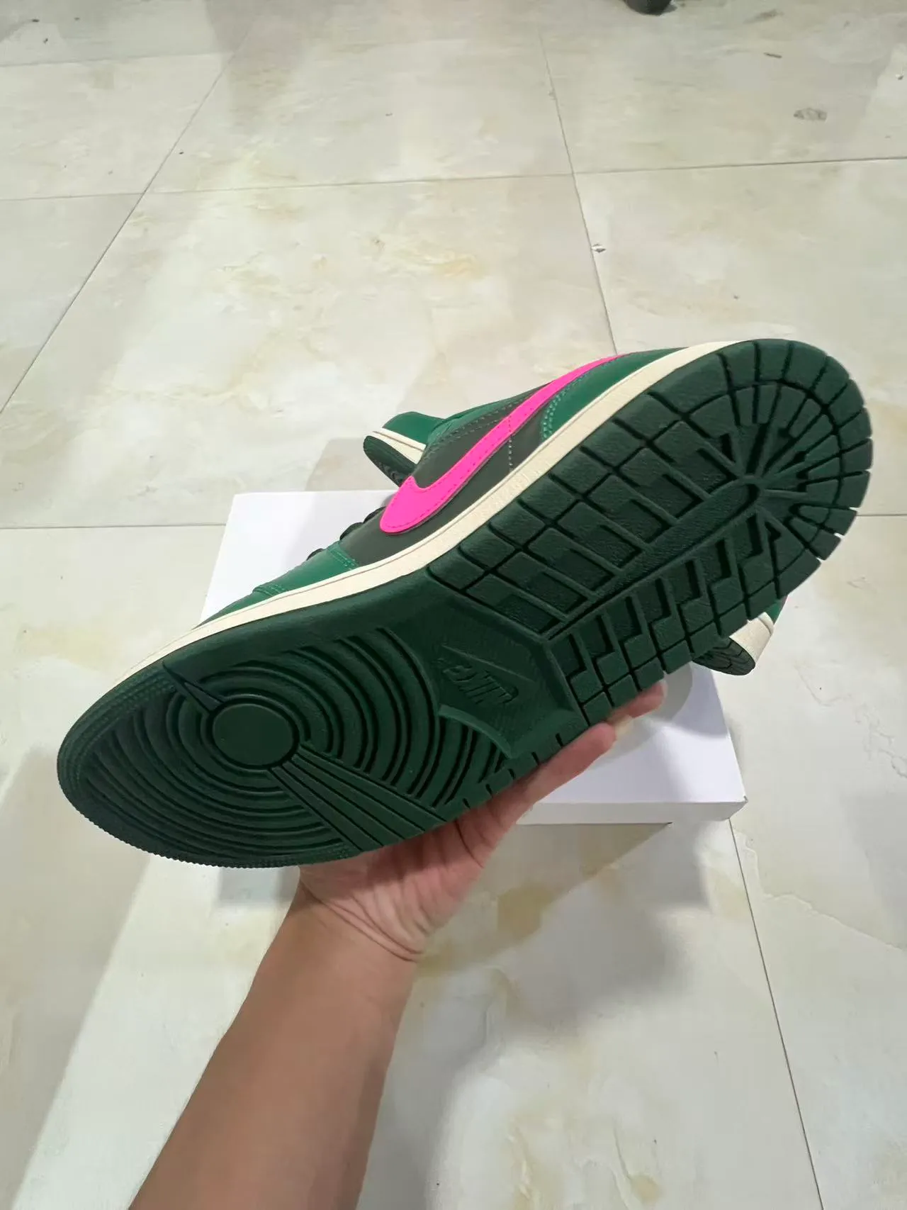 Nike Air Jordan 1 Low Green Pink Lifestyle Sneakers 6