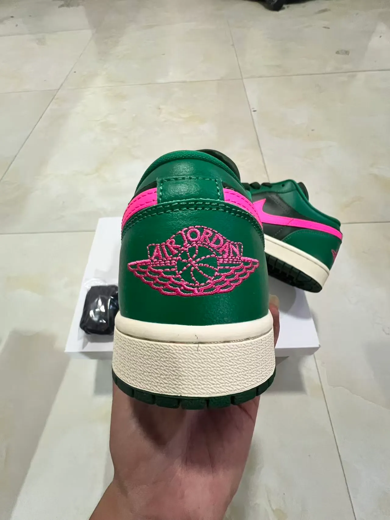 Nike Air Jordan 1 Low Green Pink Lifestyle Sneakers 8