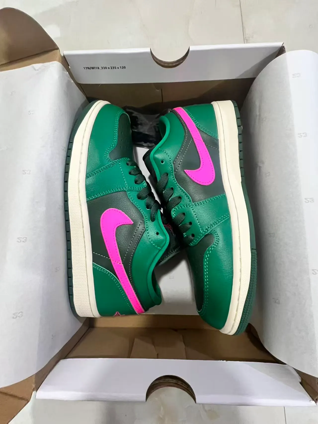 Nike Air Jordan 1 Low Green Pink Lifestyle Sneakers 9