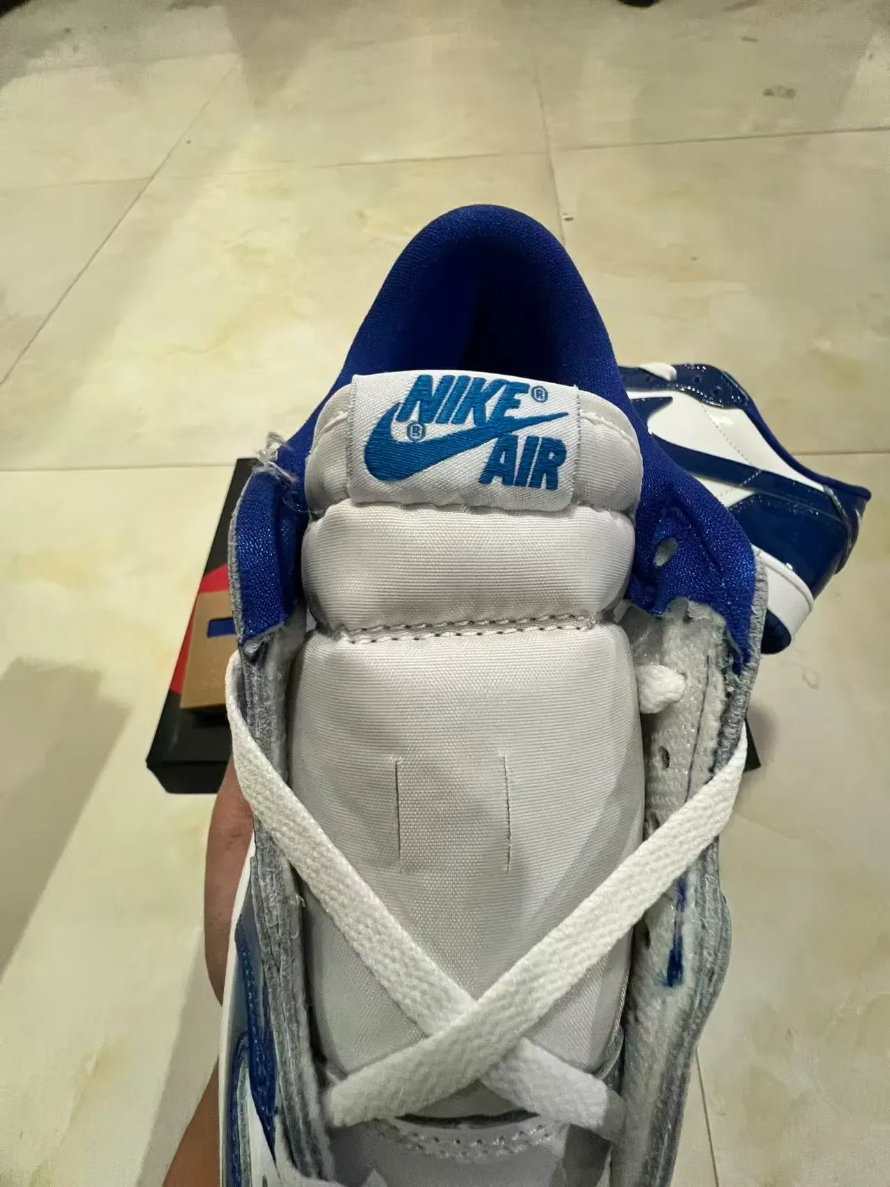 Nike Air Jordan 1 Low Patent Blue and White Lifestyle Sneakers 4