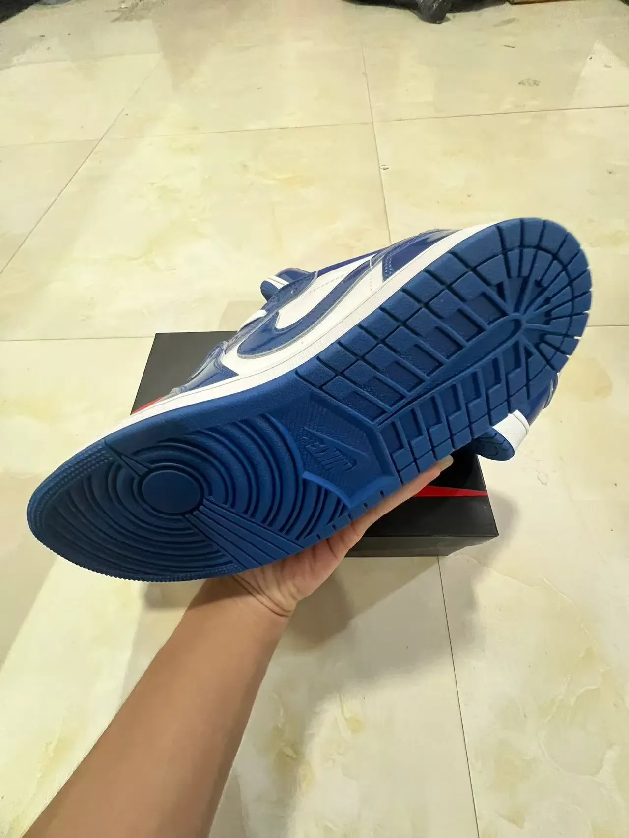 Nike Air Jordan 1 Low Patent Blue and White Lifestyle Sneakers 6