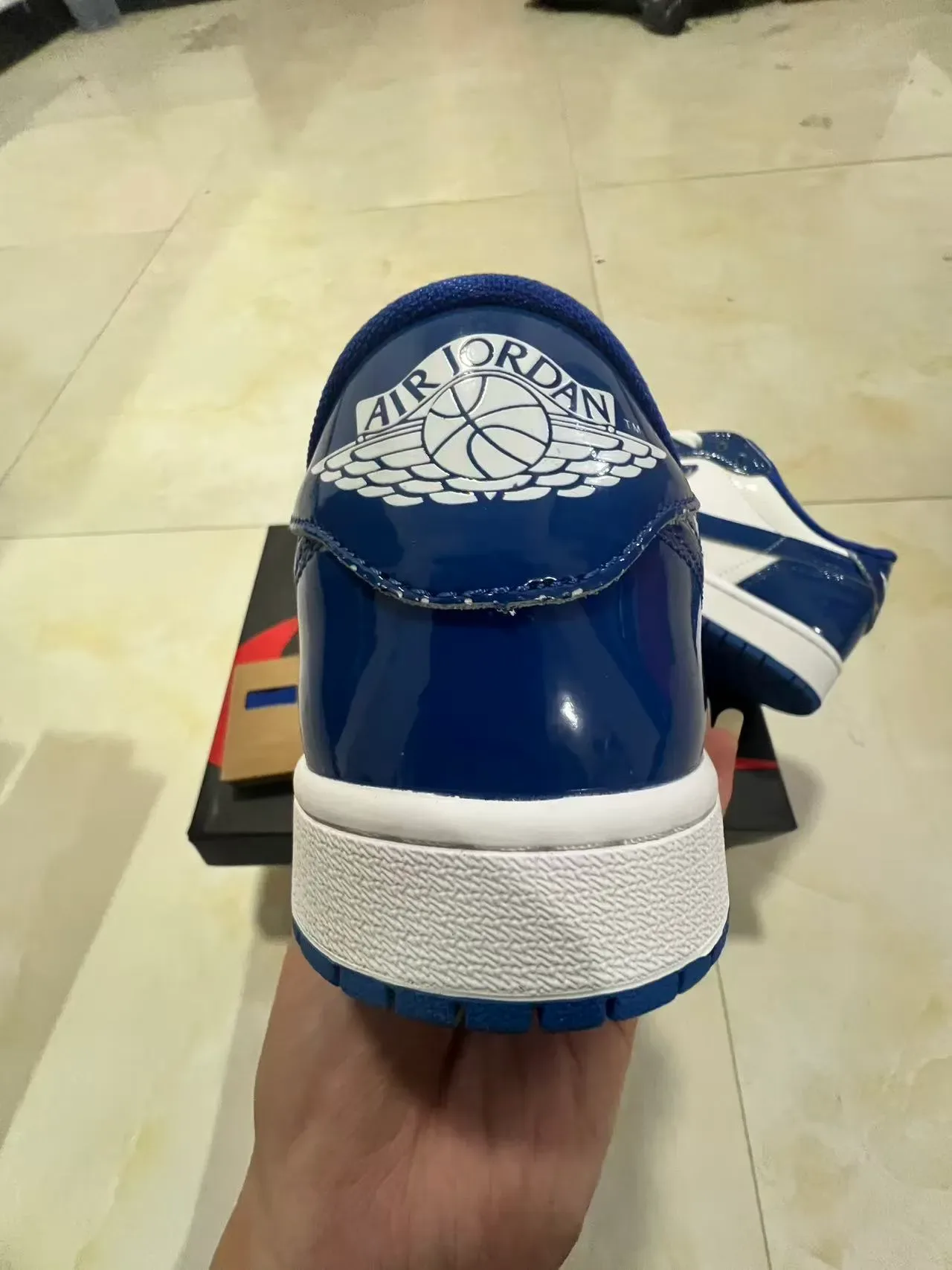Nike Air Jordan 1 Low Patent Blue and White Lifestyle Sneakers 8