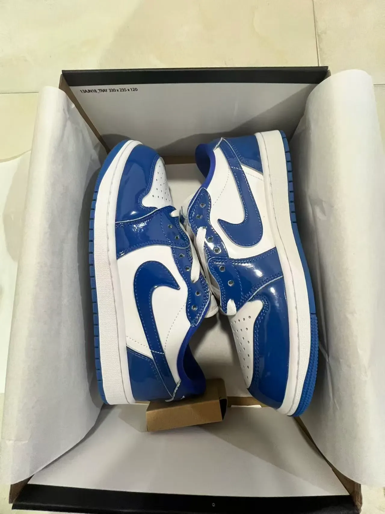 Nike Air Jordan 1 Low Patent Blue and White Lifestyle Sneakers 9
