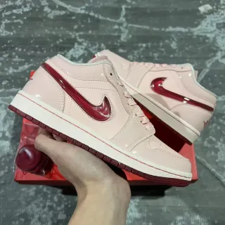 Nike Air Jordan 1 Low Pink and Red Glossy Lifestyle Sneakers