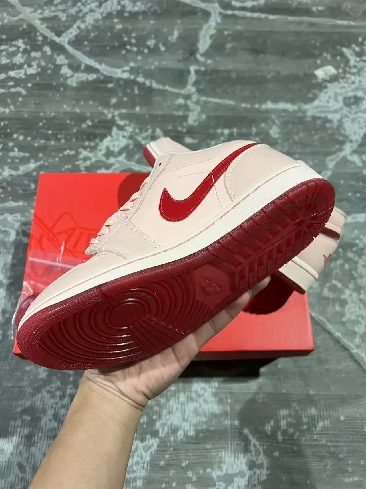 Nike Air Jordan 1 Low Pink and Red Glossy Lifestyle Sneakers 6