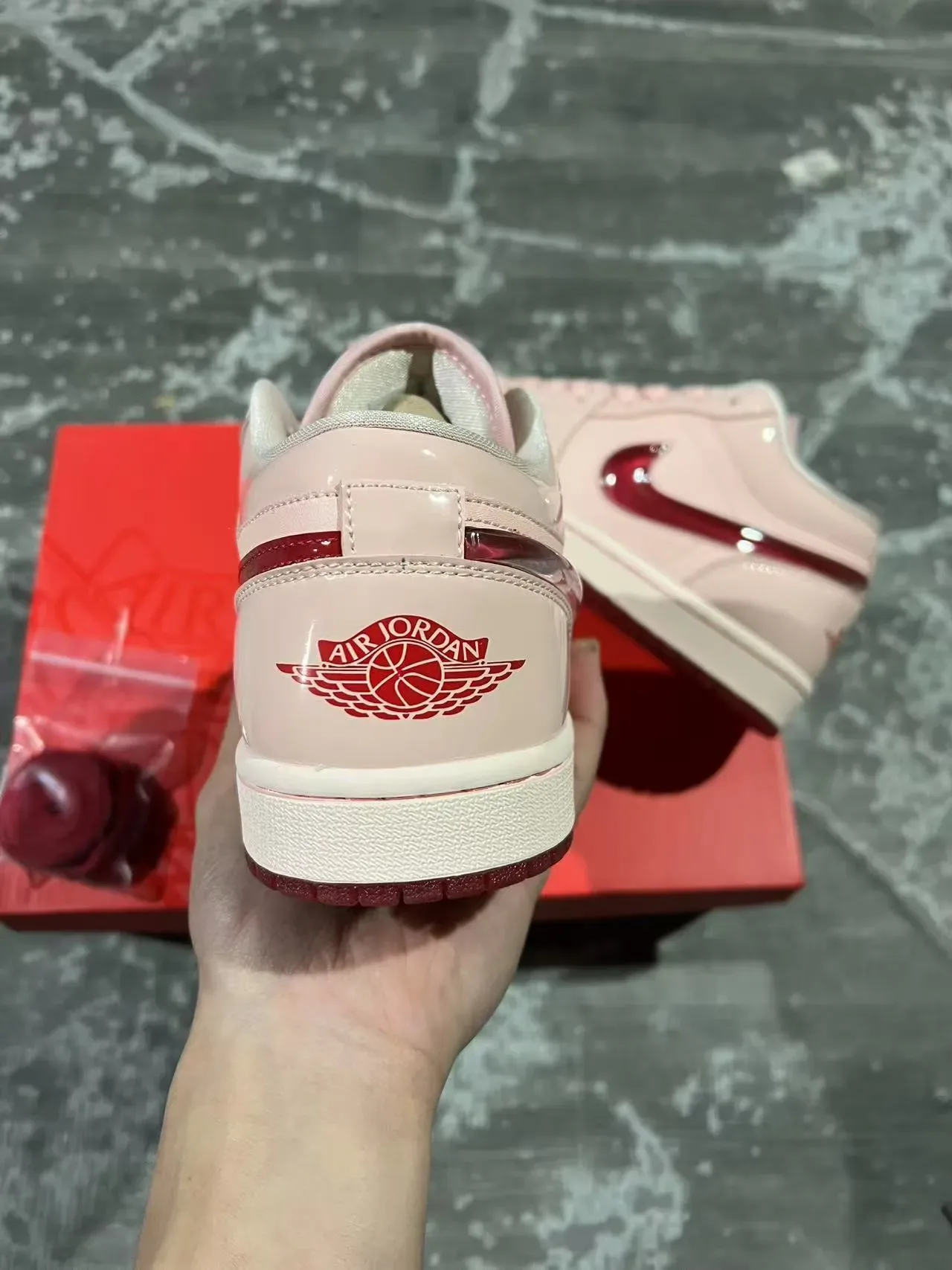 Nike Air Jordan 1 Low Pink and Red Glossy Lifestyle Sneakers 8