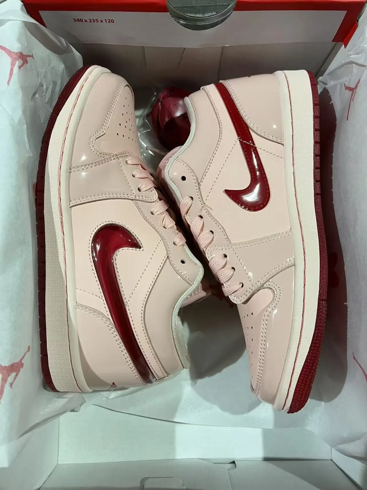 Nike Air Jordan 1 Low Pink and Red Glossy Lifestyle Sneakers 9