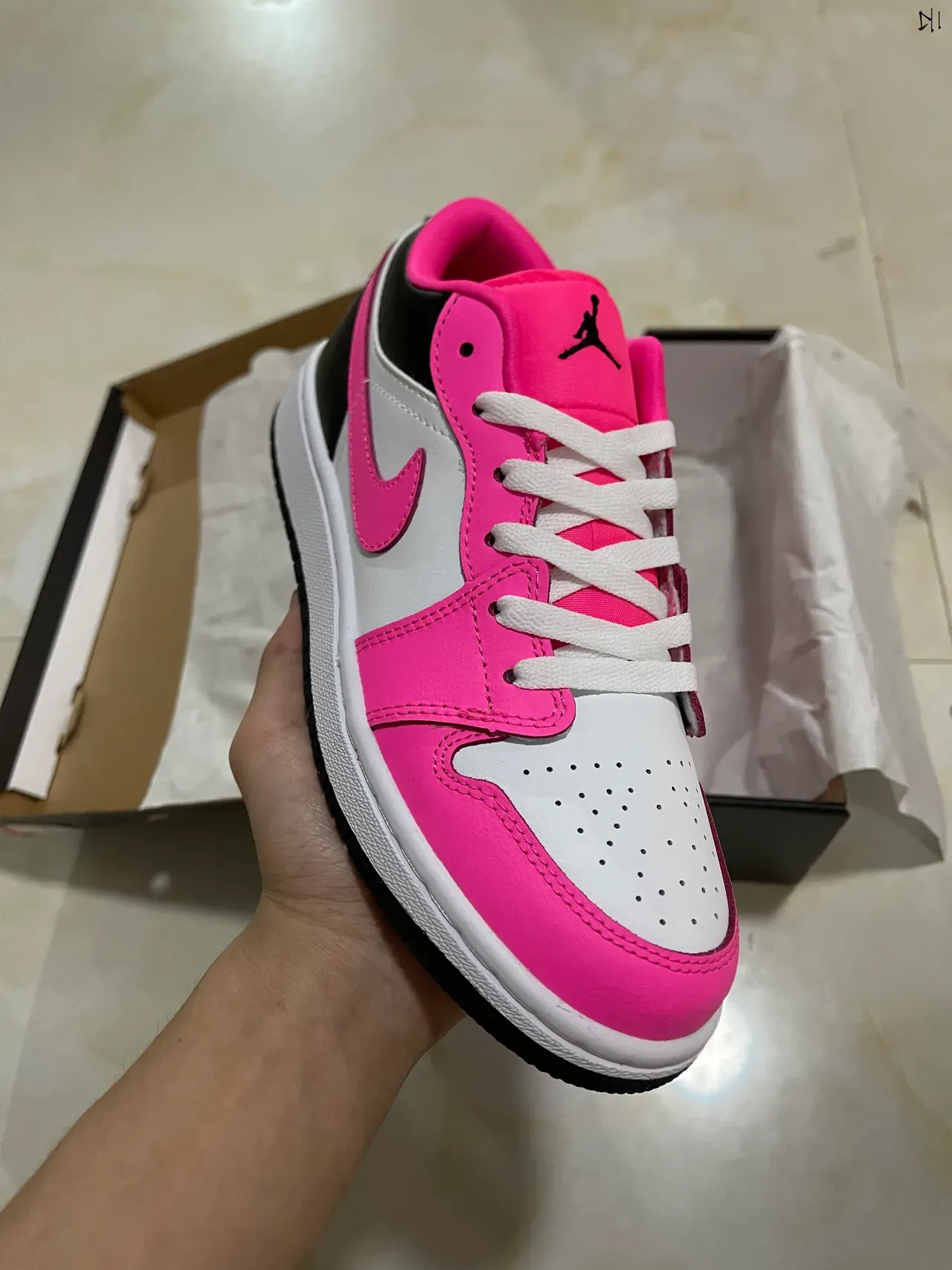 Nike Air Jordan 1 Low Pink Black White Lifestyle Sneakers 2