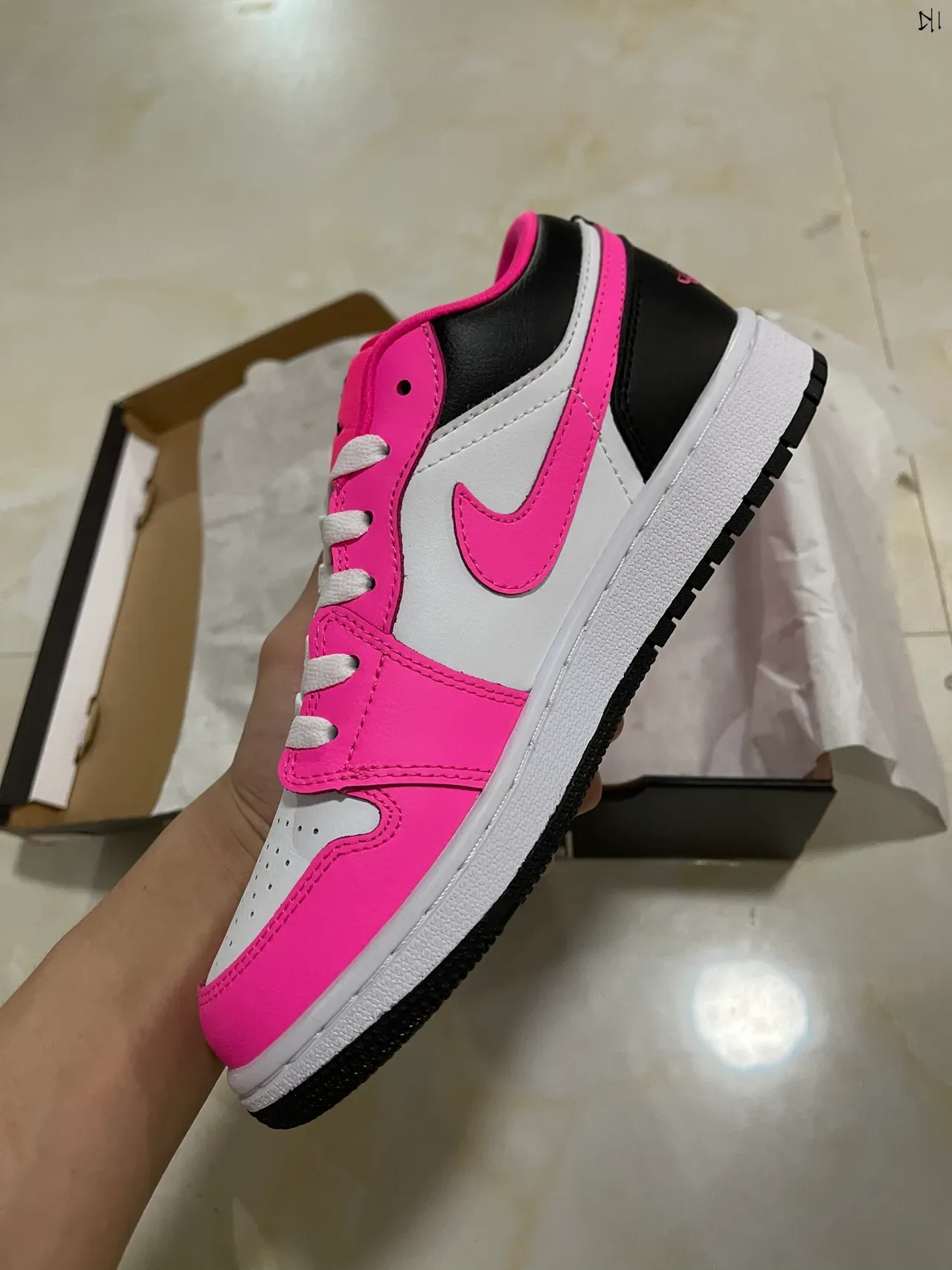 Nike Air Jordan 1 Low Pink Black White Lifestyle Sneakers 4