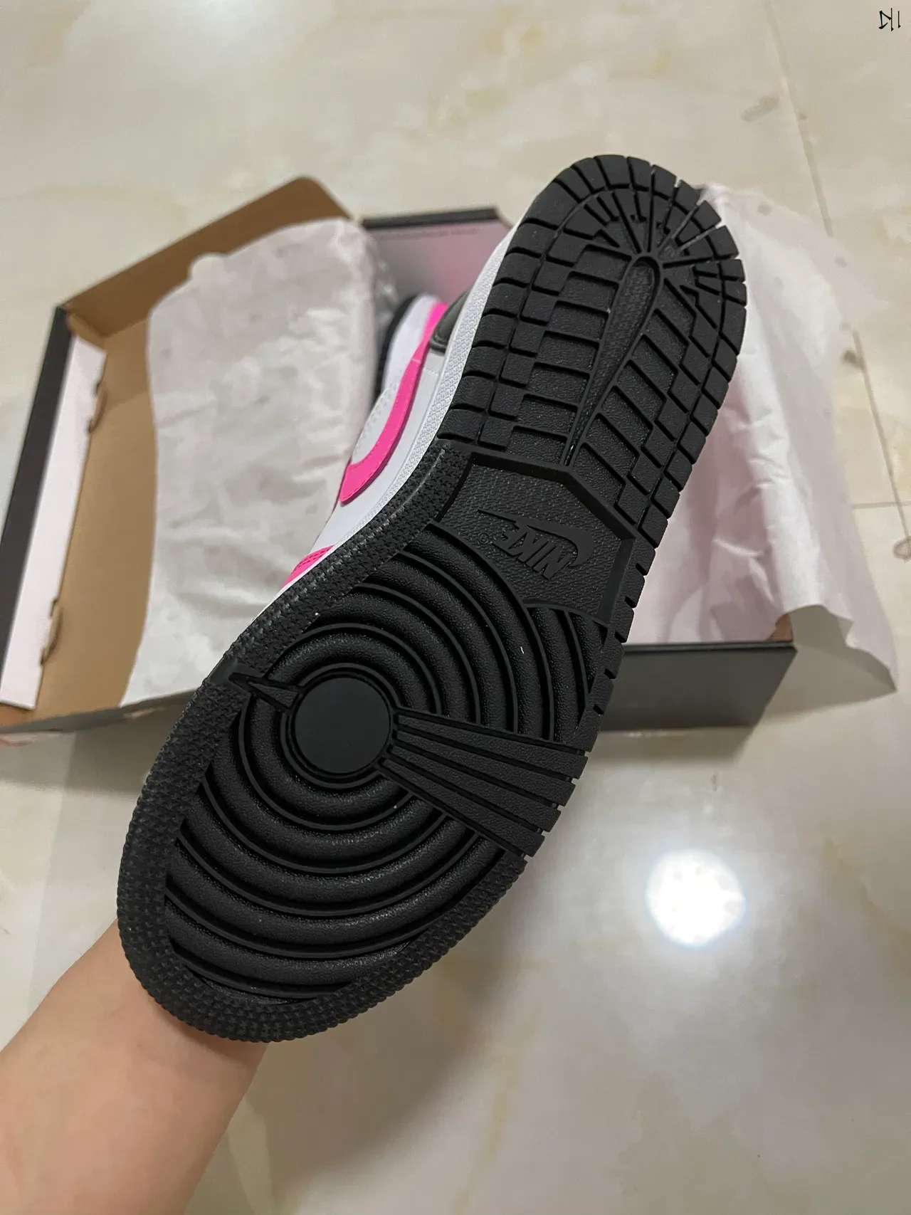 Nike Air Jordan 1 Low Pink Black White Lifestyle Sneakers 5