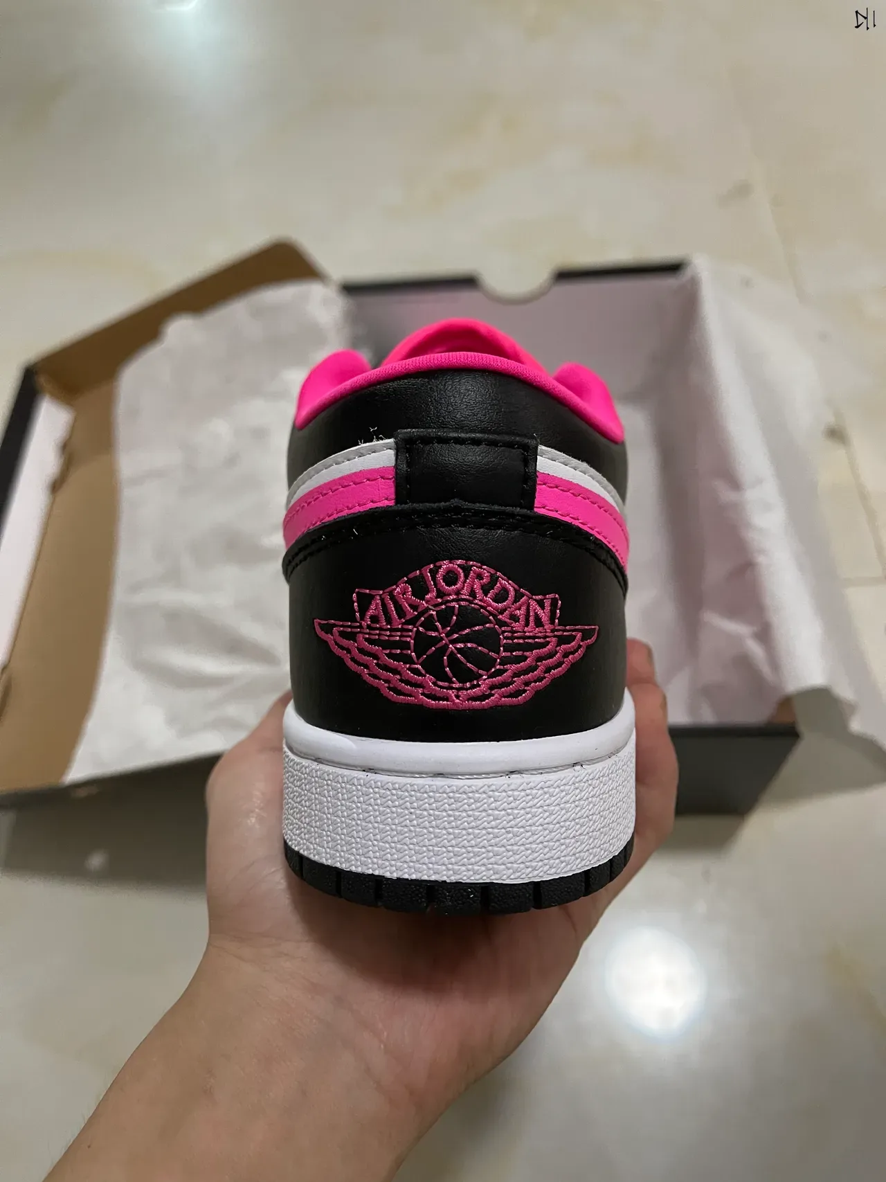 Nike Air Jordan 1 Low Pink Black White Lifestyle Sneakers 6