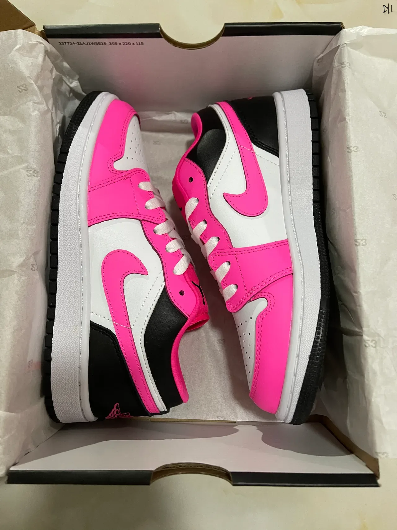 Nike Air Jordan 1 Low Pink Black White Lifestyle Sneakers 7