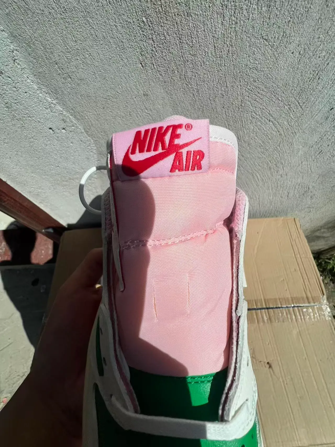 Nike Air Jordan 1 Low Pink Green Color-Blocked Lifestyle Sneakers 4