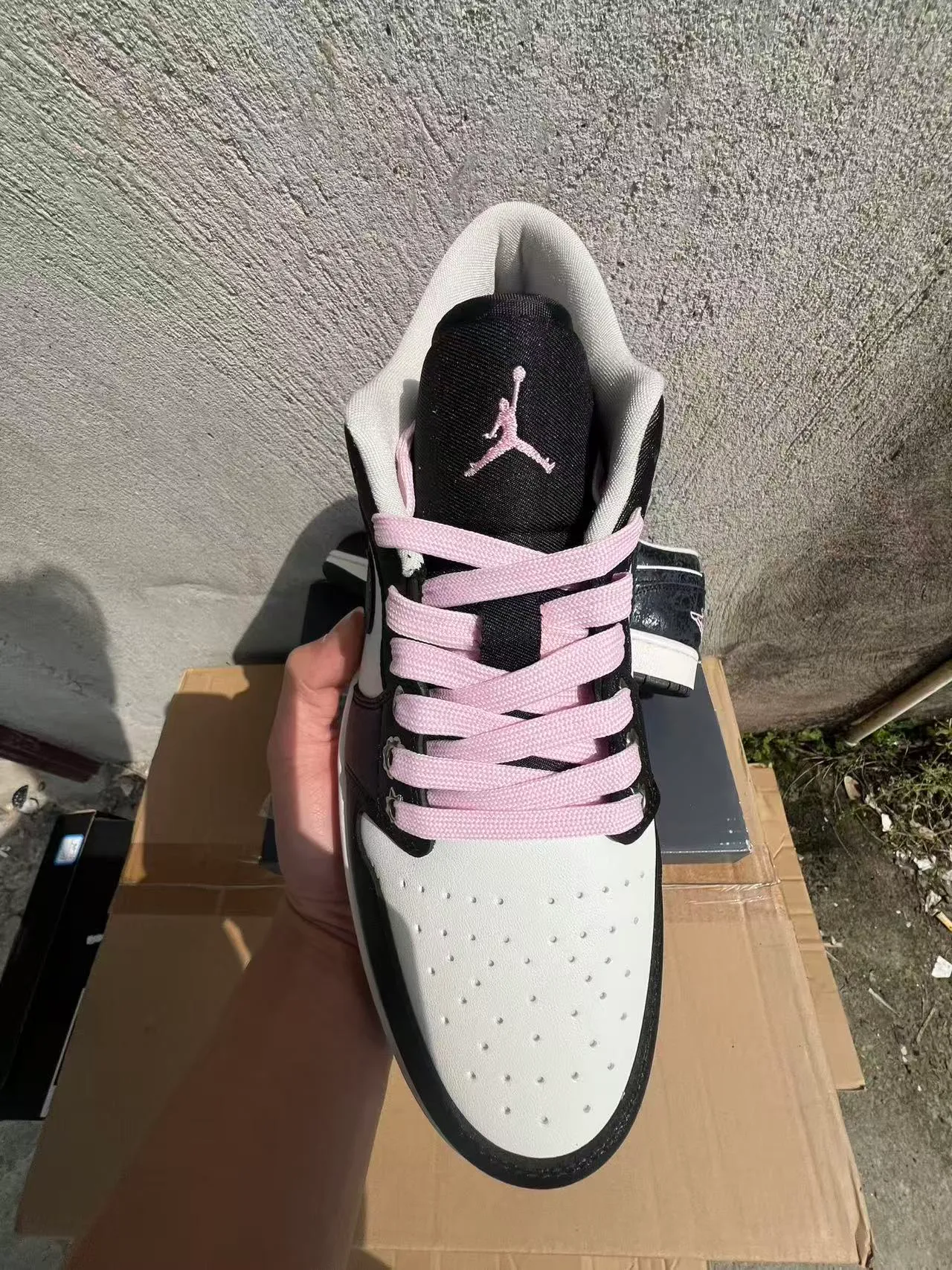Nike Air Jordan 1 Low Speckled Black White Pink Lifestyle Sneakers 3